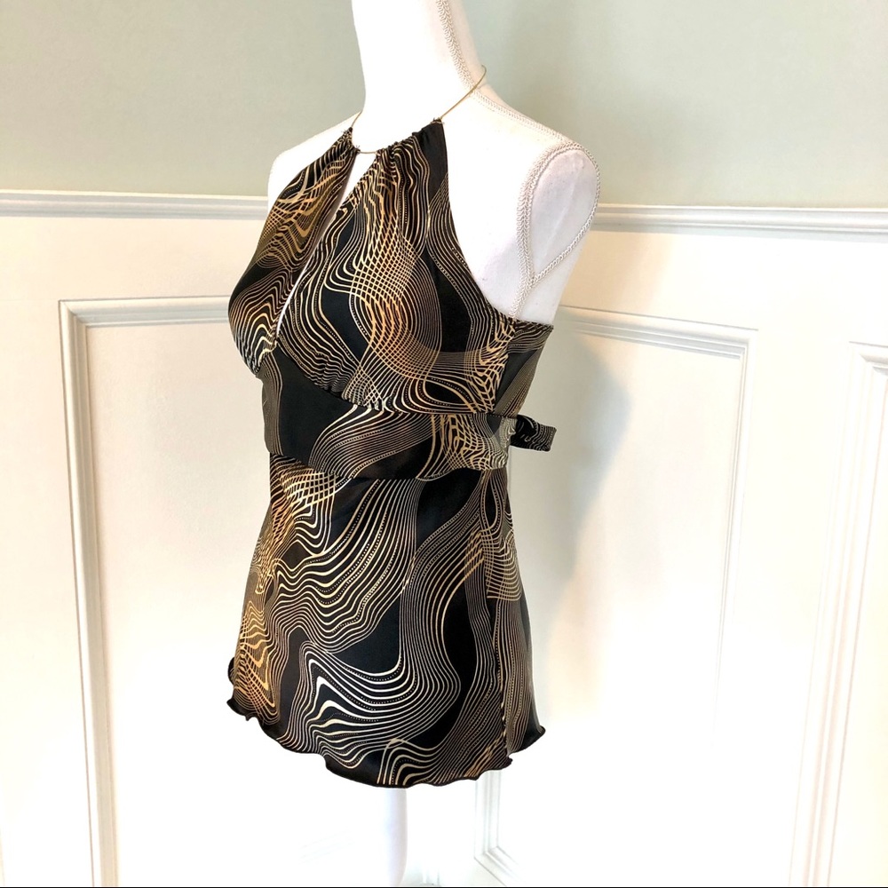Forever 21 Sz S Black Gold Halter Style Blouse